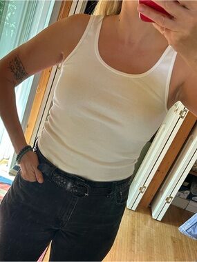 Reformation Classic White Ribbed Tank Top